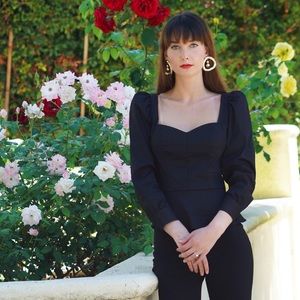 Zara Long Sleeve Peplum Top in Black